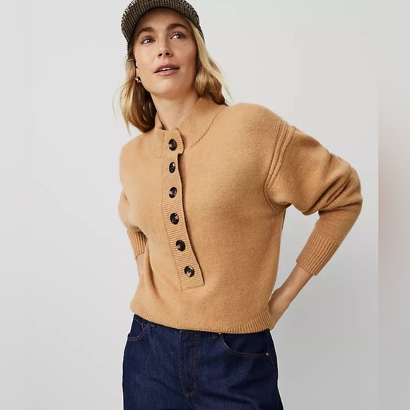 Ann Taylor Sweaters - Ann Taylor Henley Sweater in perfect camel